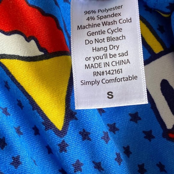 Lularoe Randy Print Shirt Top Women's Small Short Sleeve Popsicle Blue NEW - Picture 9 of 12